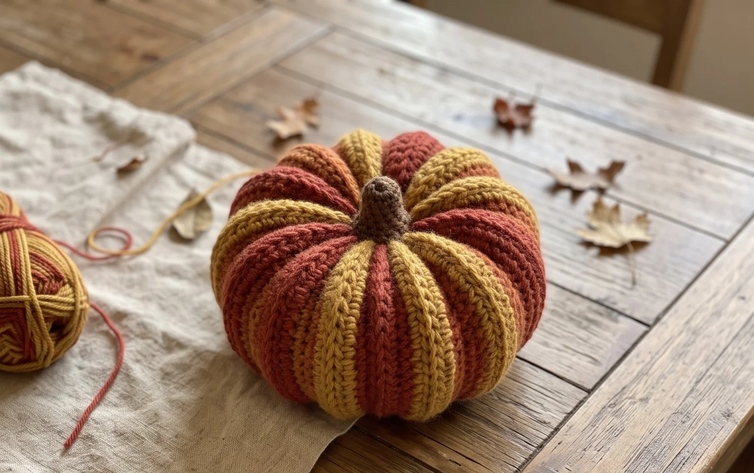 Easy Crochet Fall Pumpkin: Free Pattern with Maple Leaf