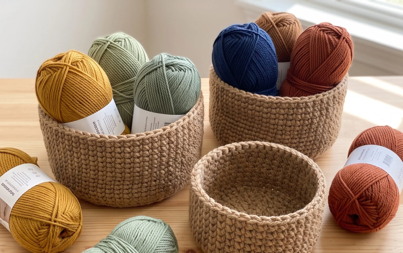 Easy Moss Stitch Baskets: Free Crochet Pattern Tutorial