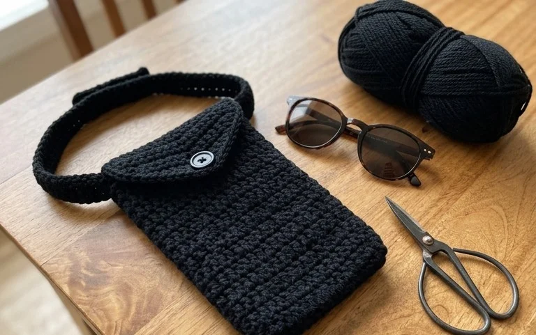 Easy Car Visor Sunglasses Pouch: Free Crochet Pattern