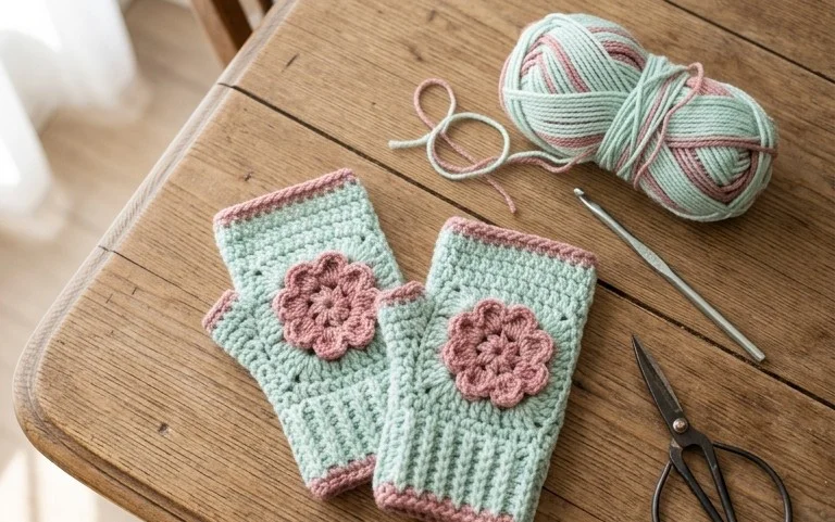 Flower Fingerless Gloves: Free Crochet Pattern Tutorial